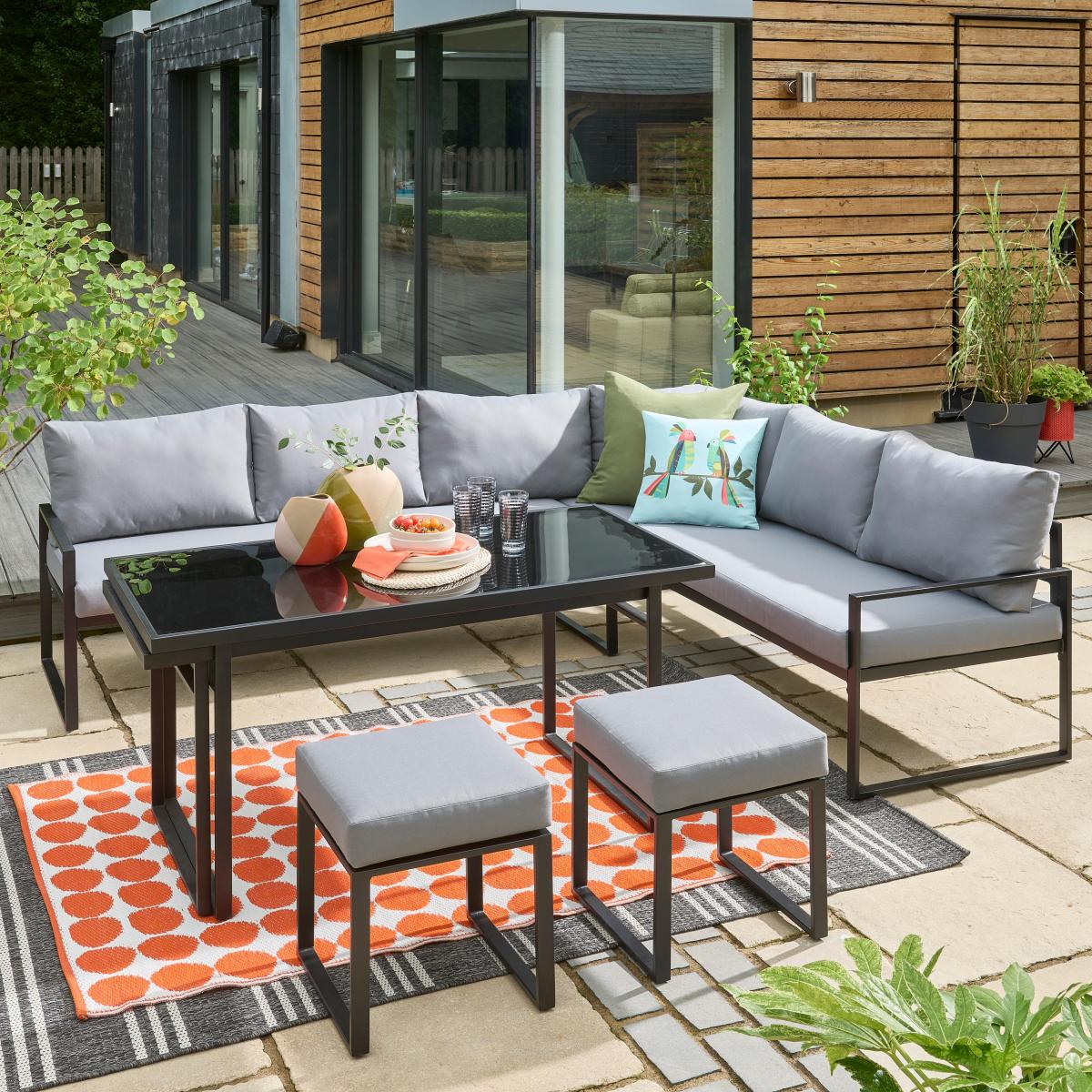 Elements Black Corner Sofa Dining Set Black – image 1