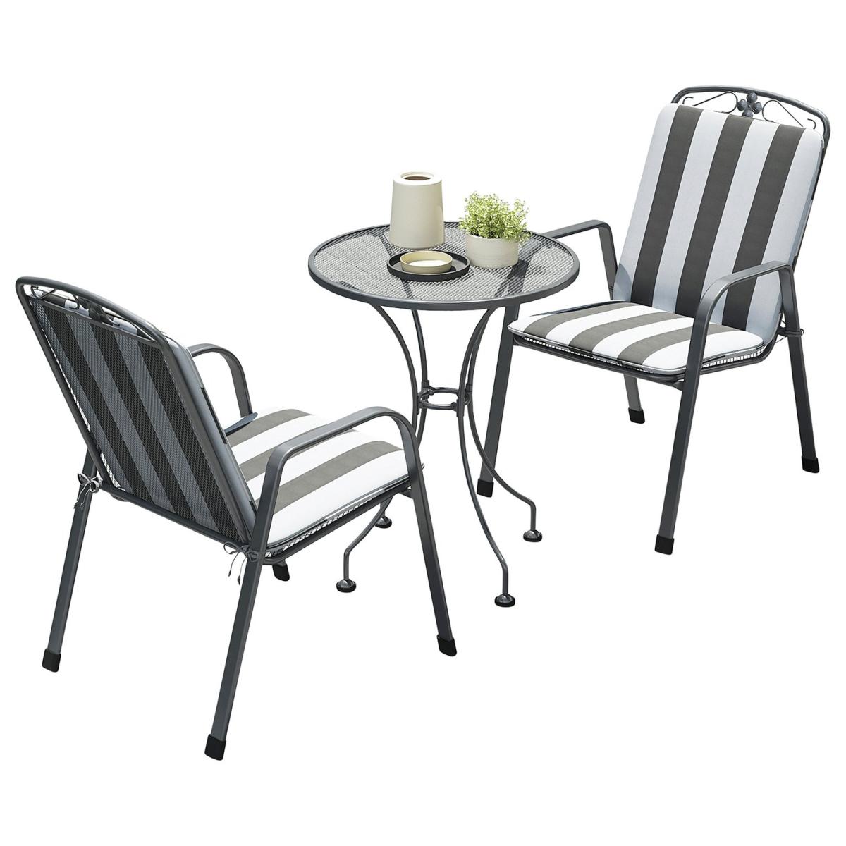Pacific Savoy 2 Seater Metal Garden Bistro Set with Cushions – image 2