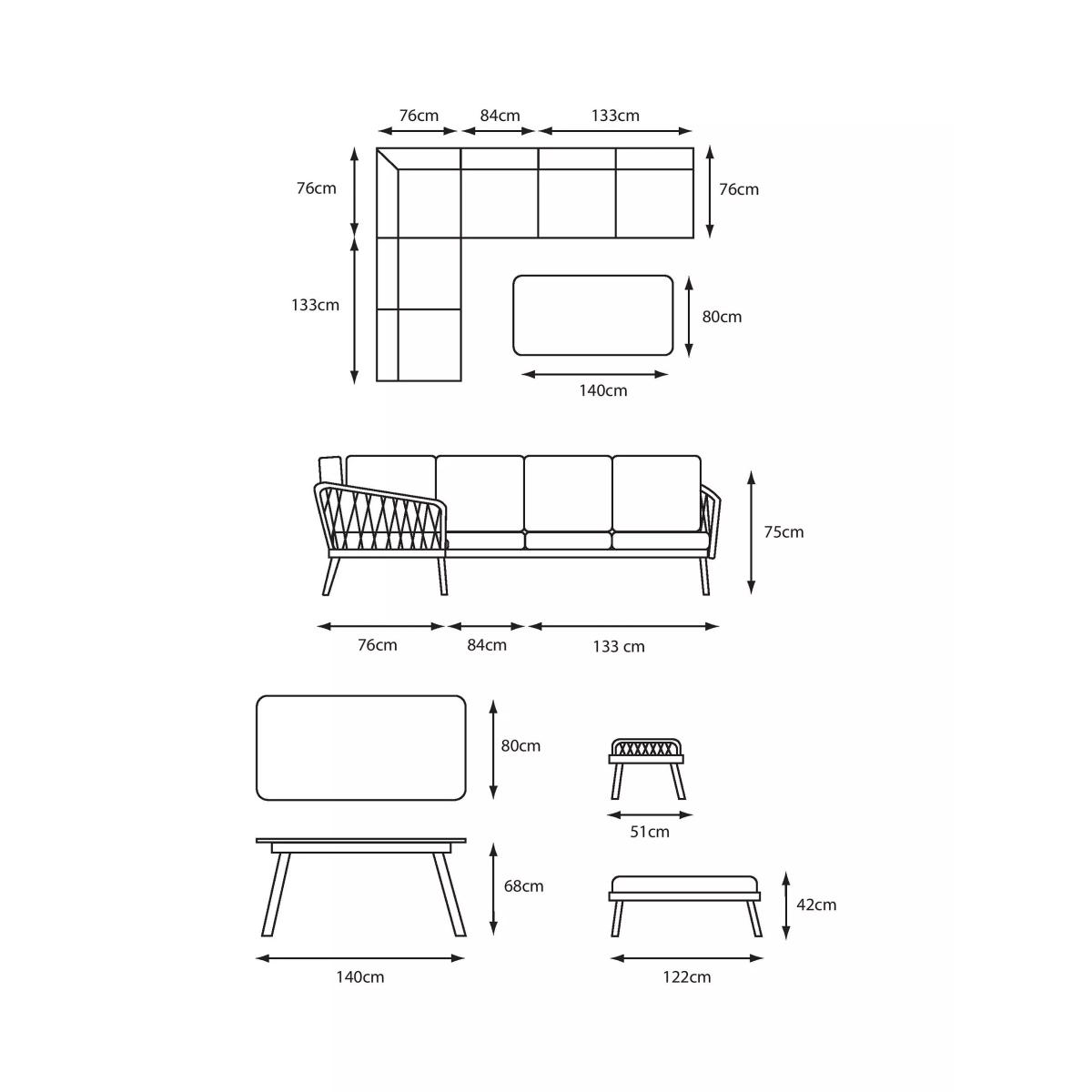 LG Outdoor Sarasota 8-Seater Modular Garden Casual Dining Set, Natural – image 4