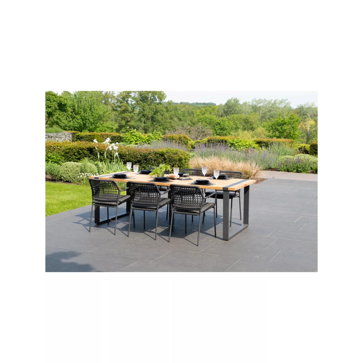4 Seasons Outdoor Barista & Alto 6-Seater Garden Dining Set, FSC-Certified (Teak Wood), Anthracite/Natural – image 6