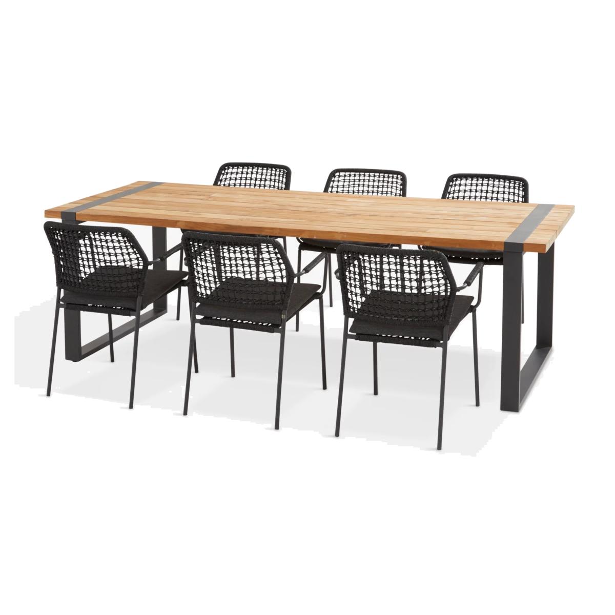 4 Seasons Outdoor Barista & Alto 6-Seater Garden Dining Set, FSC-Certified (Teak Wood), Anthracite/Natural – image 1