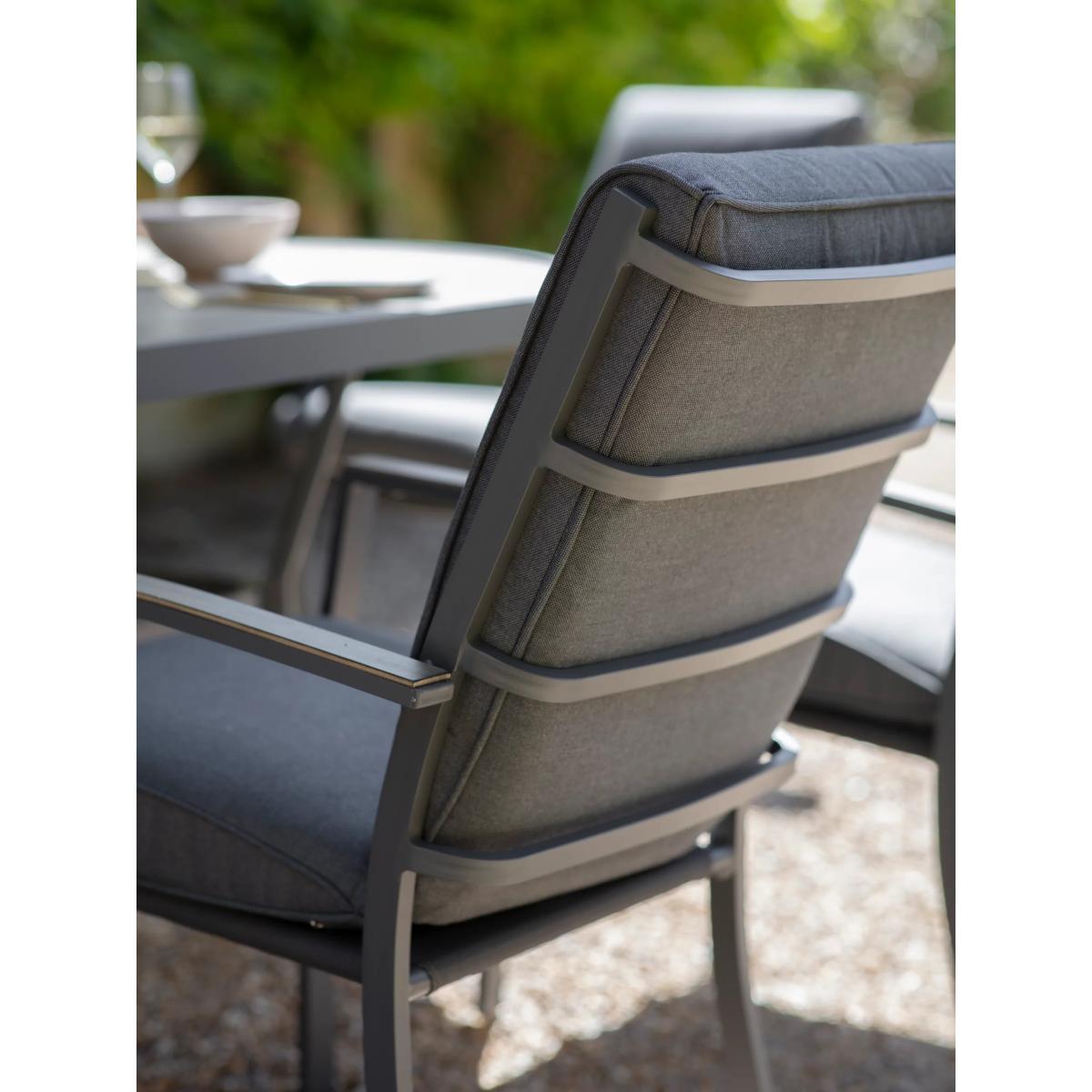 LG Outdoor Monza 8-Seater Garden Oval Dining Table & Chairs Set with Parasol, Grey – image 2