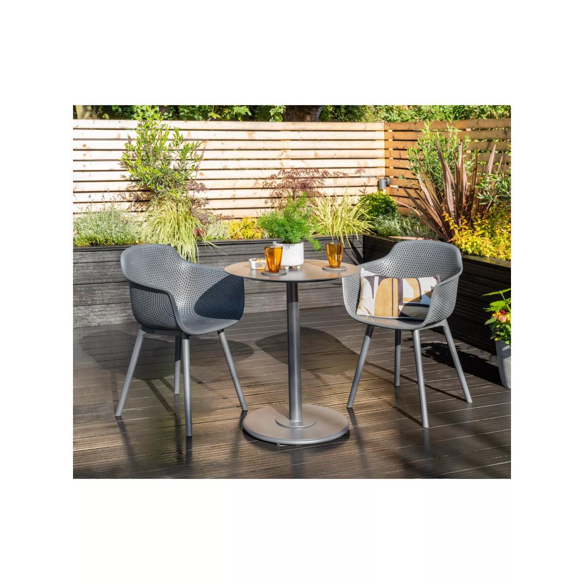 KETTLER Café Vienna 2-Seater Garden Bistro Table & Armchairs Set, Grey – image 2