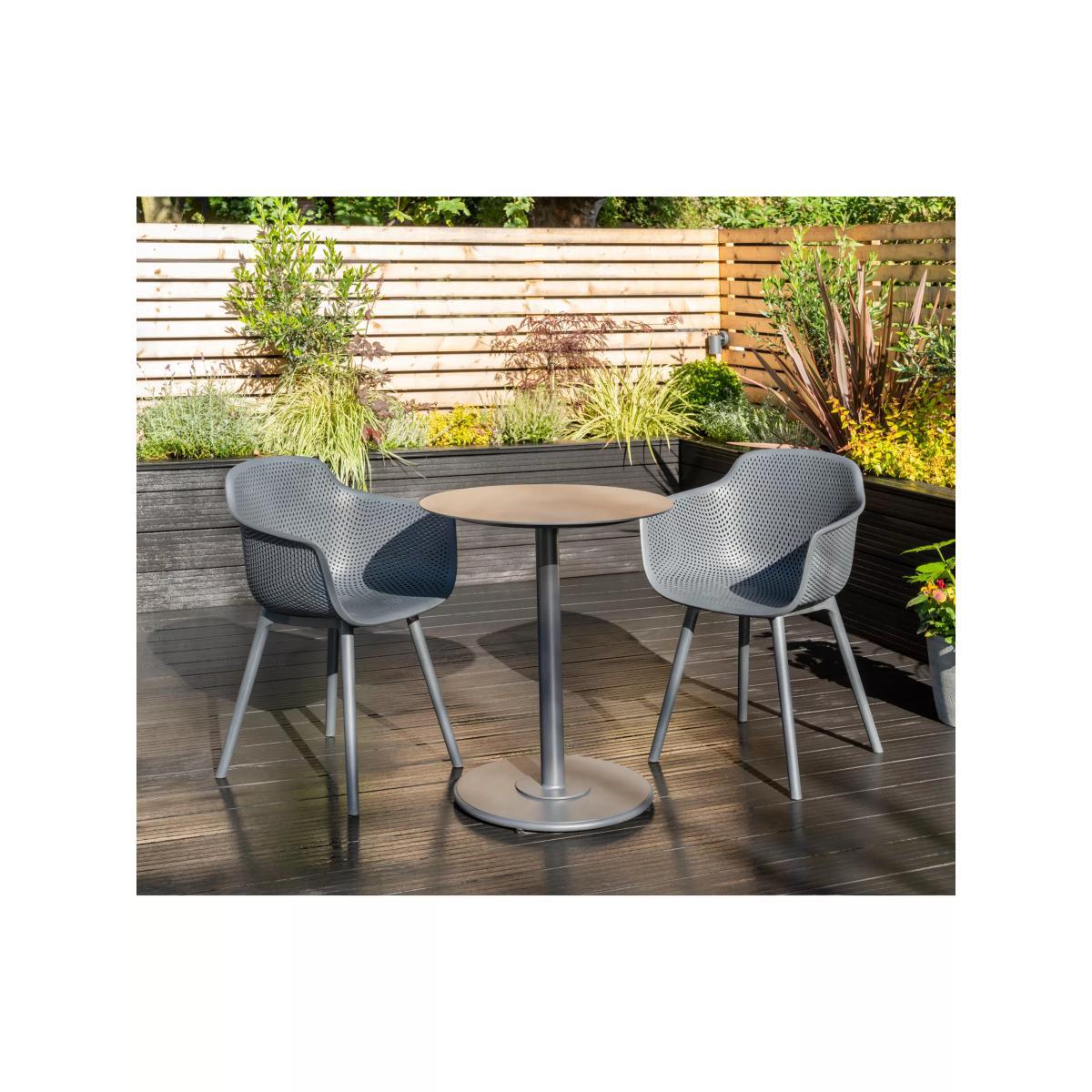 KETTLER Café Vienna 2-Seater Garden Bistro Table & Armchairs Set, Grey – image 3