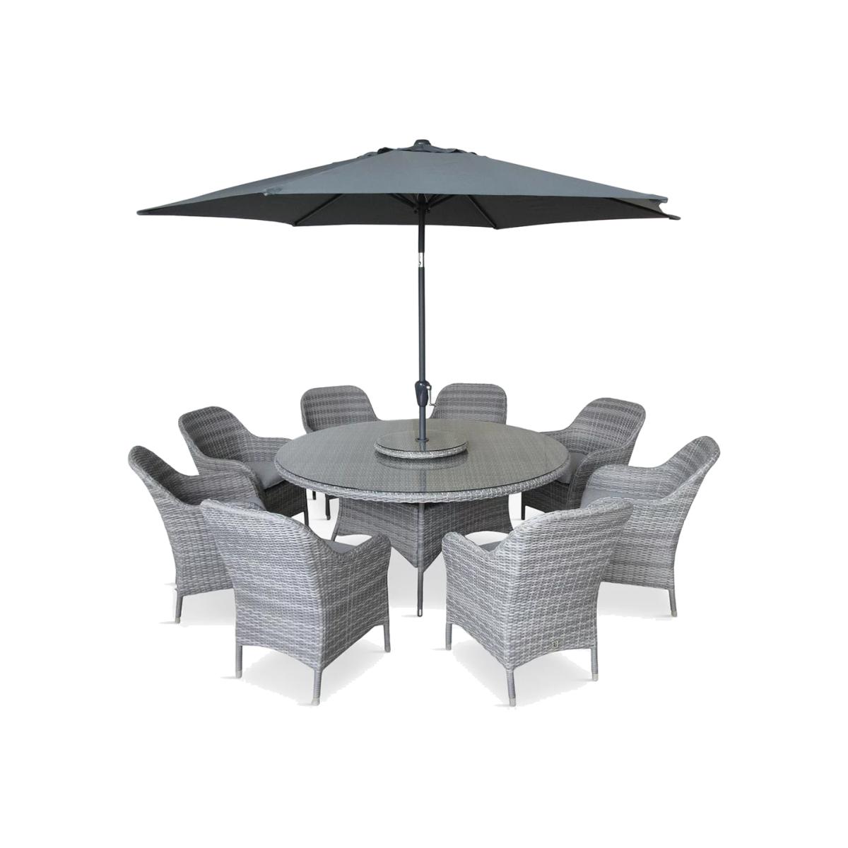 LG Outdoor Monte Carlo 8-Seater Round Garden Dining Table & Chairs Set – image 1