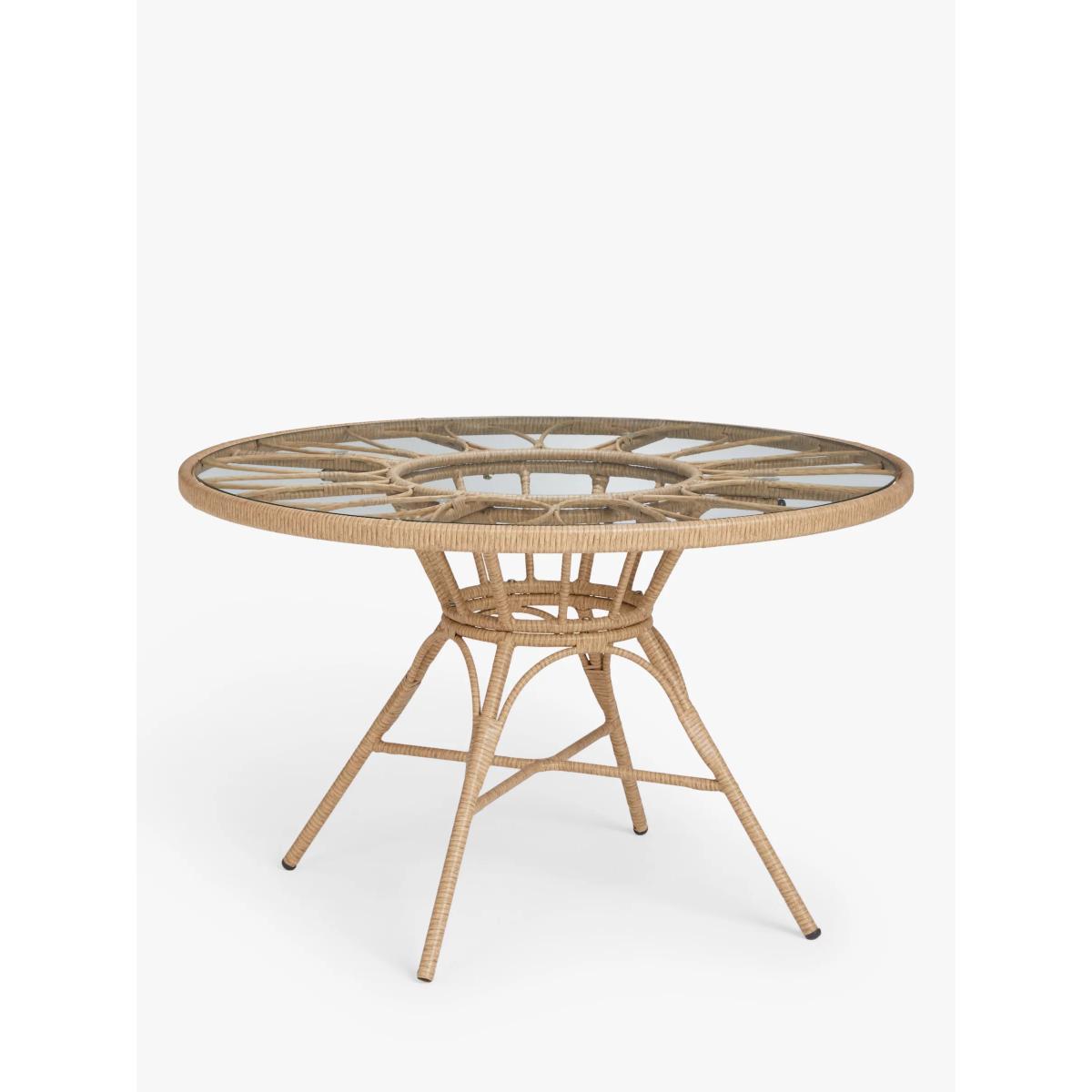 John Lewis Infinity Cane 4-Seater Round Garden Dining Table & Chairs Set, Natural – image 3