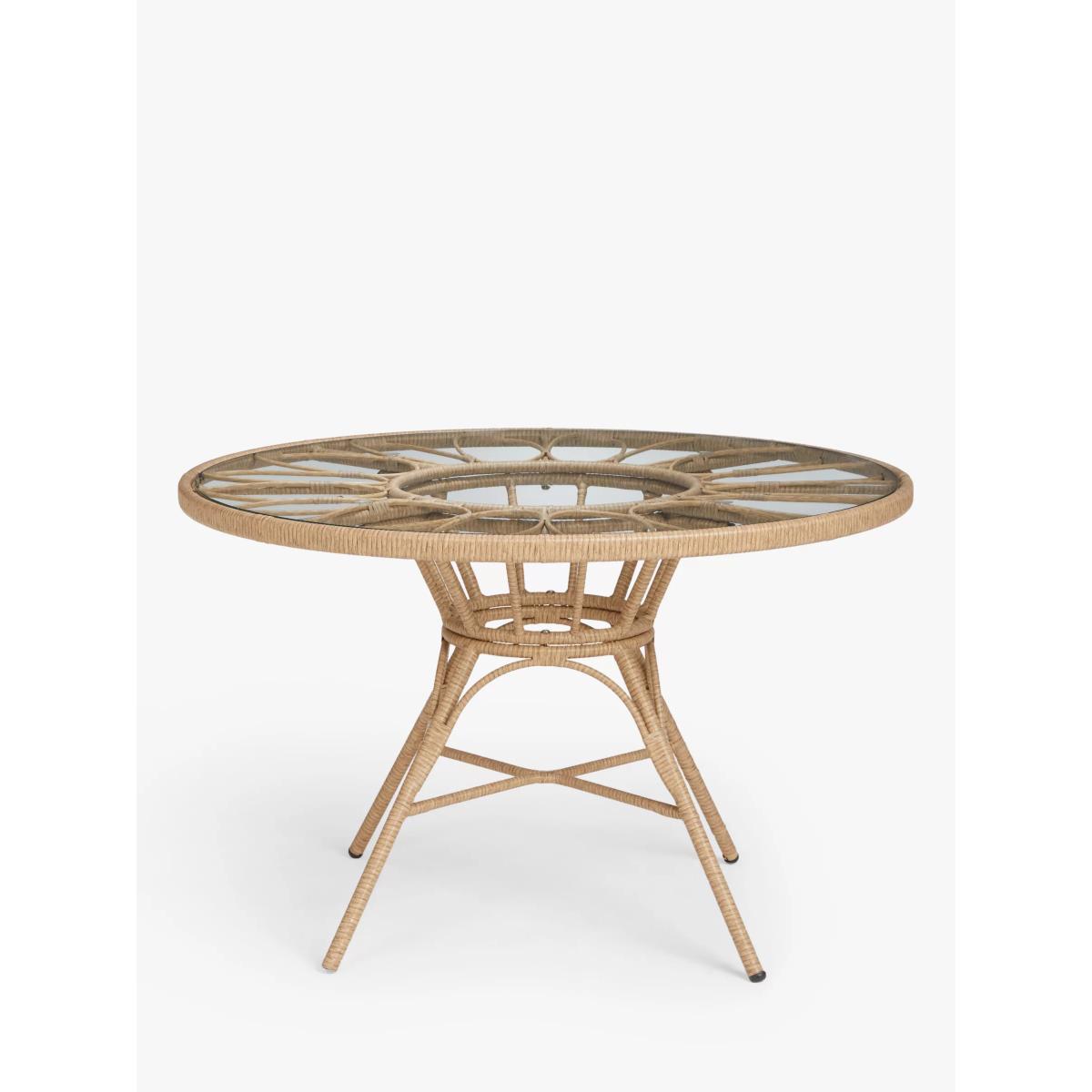 John Lewis Infinity Cane 4-Seater Round Garden Dining Table & Chairs Set, Natural – image 5