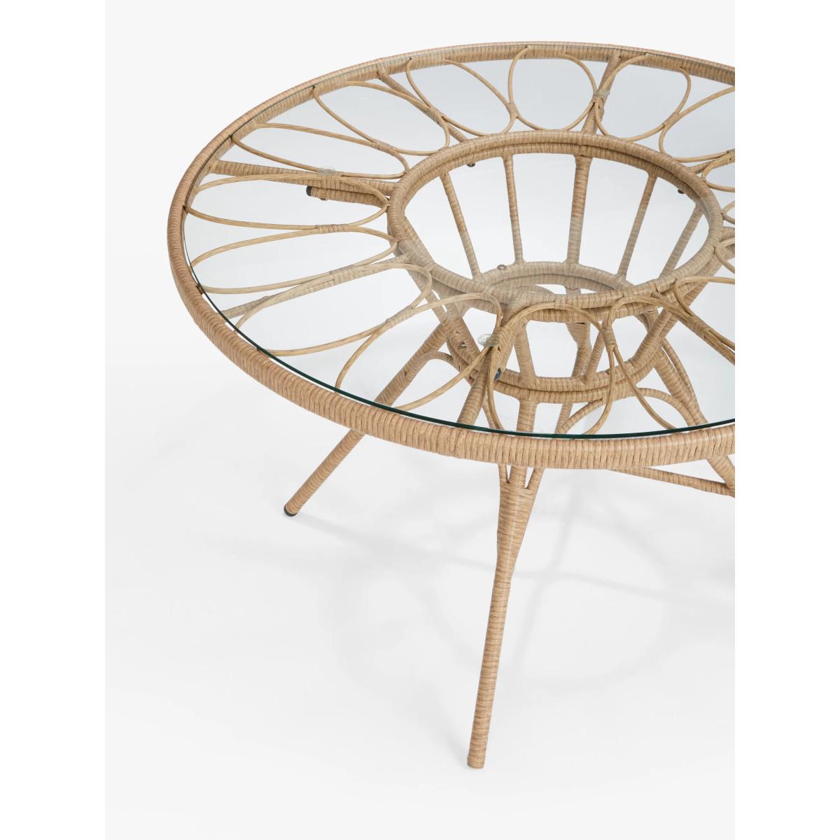 John Lewis Infinity Cane 4-Seater Round Garden Dining Table & Chairs Set, Natural – image 6