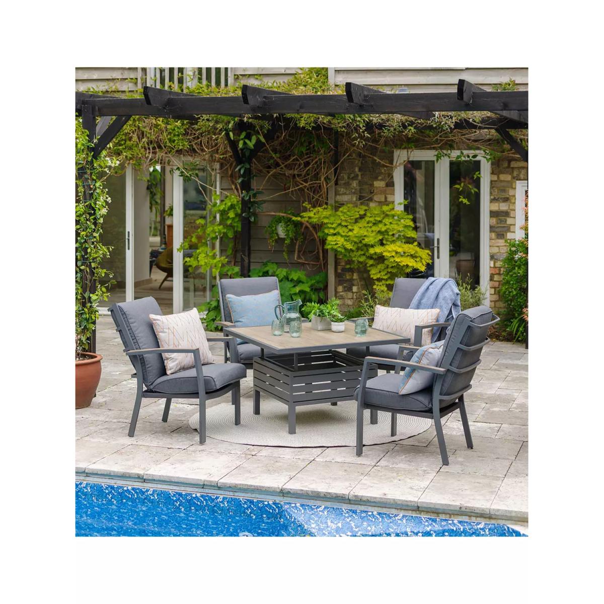 LG Outdoor Monza Relaxer 4-Seater Garden Dining Table & Chairs Set, Graphite – image 2