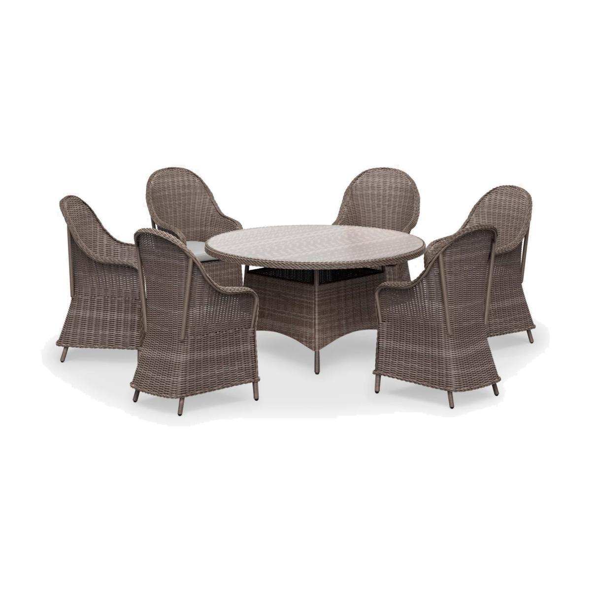 John Lewis & Partners Rye 6-Seat Round Garden Dining Table & Chairs, Natural – image 1