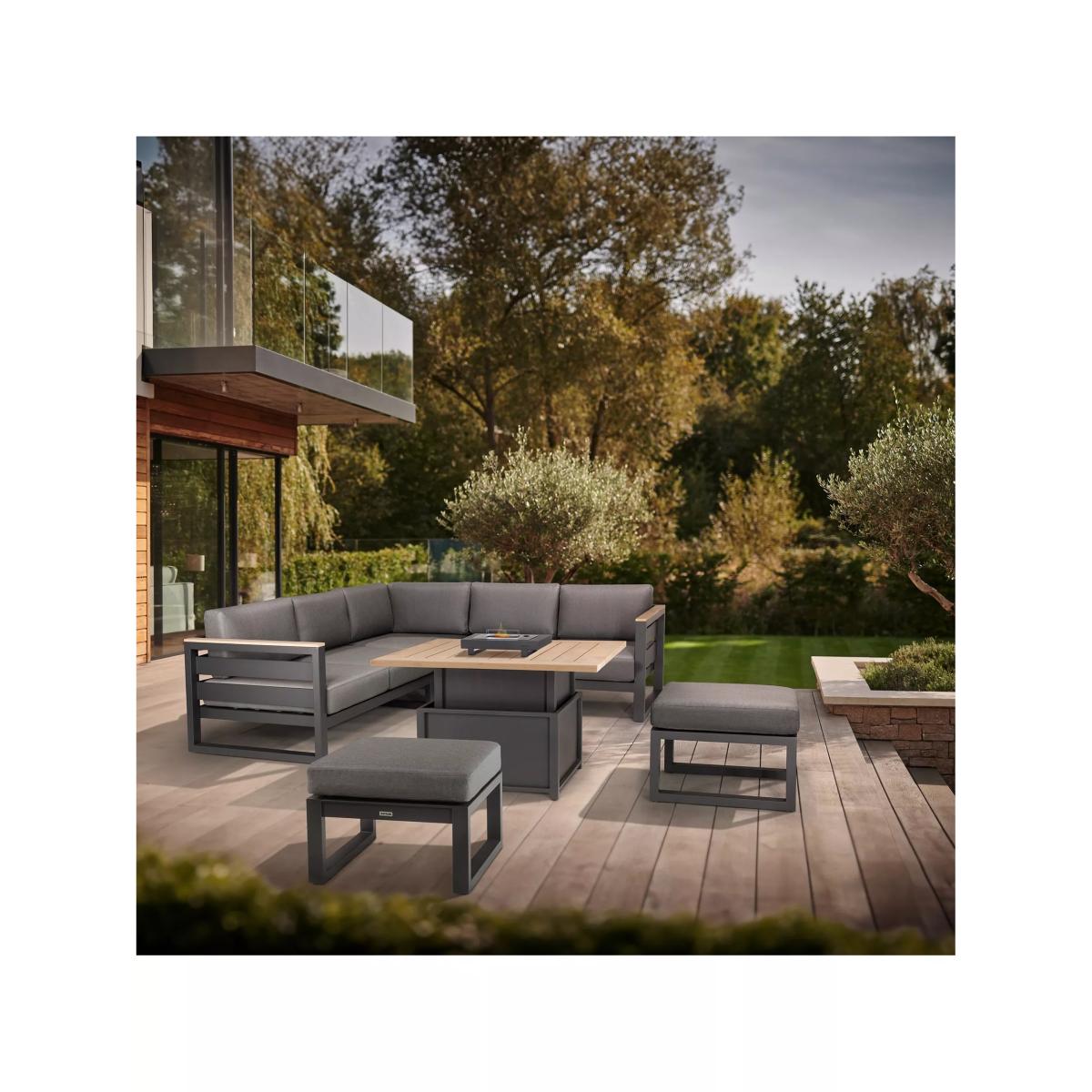 KETTLER Elba Grande 6-Seater Garden Casual Dining Set, FSC-Certified (Teak Wood), Grey/Natural – image 3
