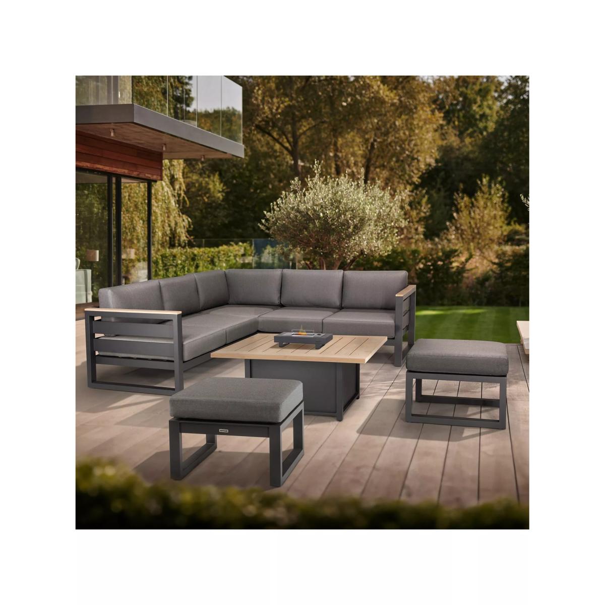 KETTLER Elba Grande 6-Seater Garden Casual Dining Set, FSC-Certified (Teak Wood), Grey/Natural – image 4