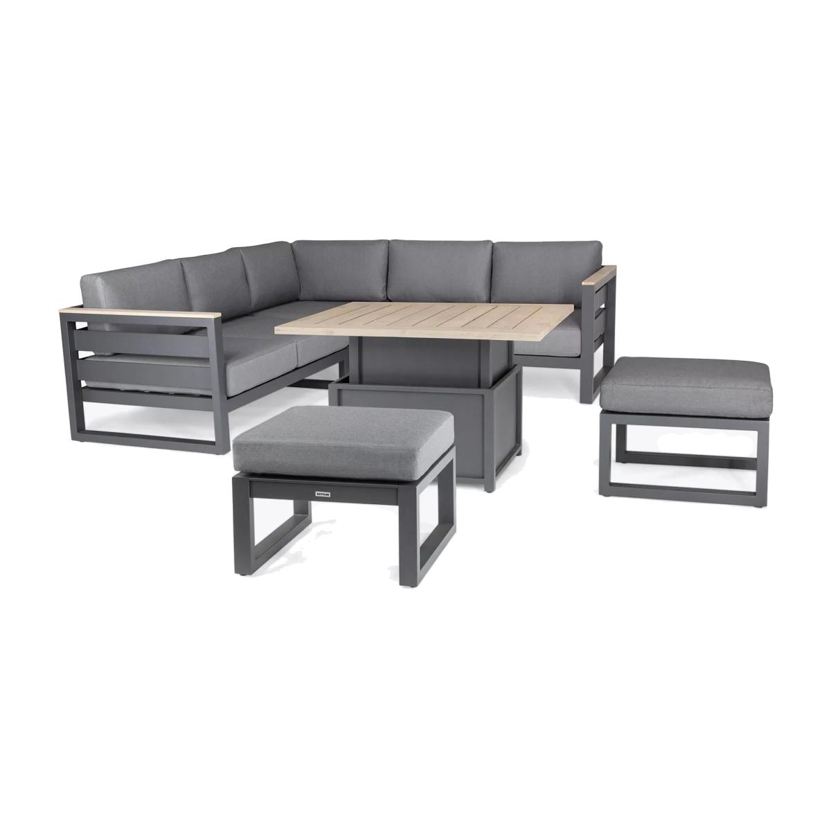 KETTLER Elba Grande 6-Seater Garden Casual Dining Set, FSC-Certified (Teak Wood), Grey/Natural – image 1