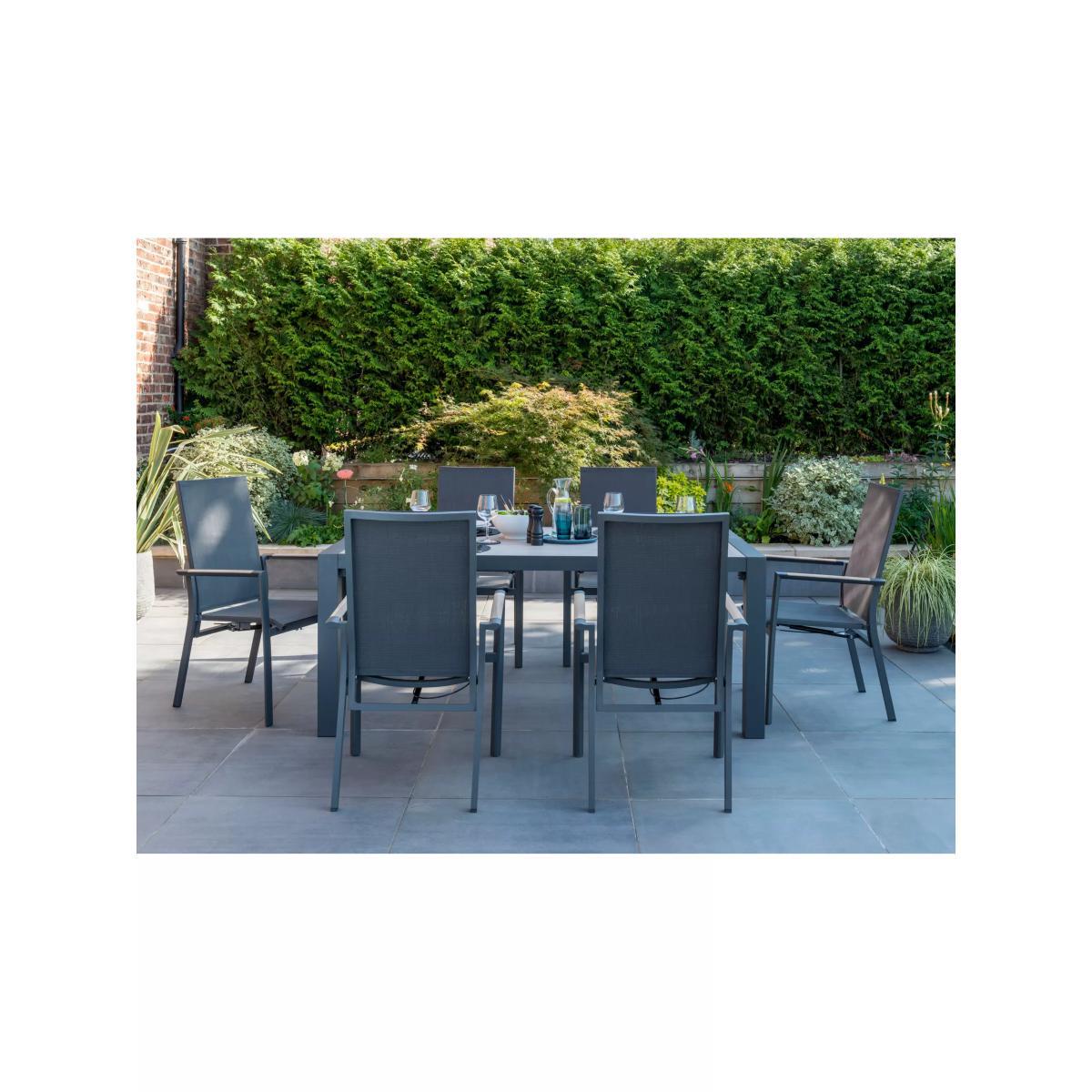 KETTLER Surf Active 6-Seater Garden Dining Table & Reclining Chairs Set, Grey – image 2