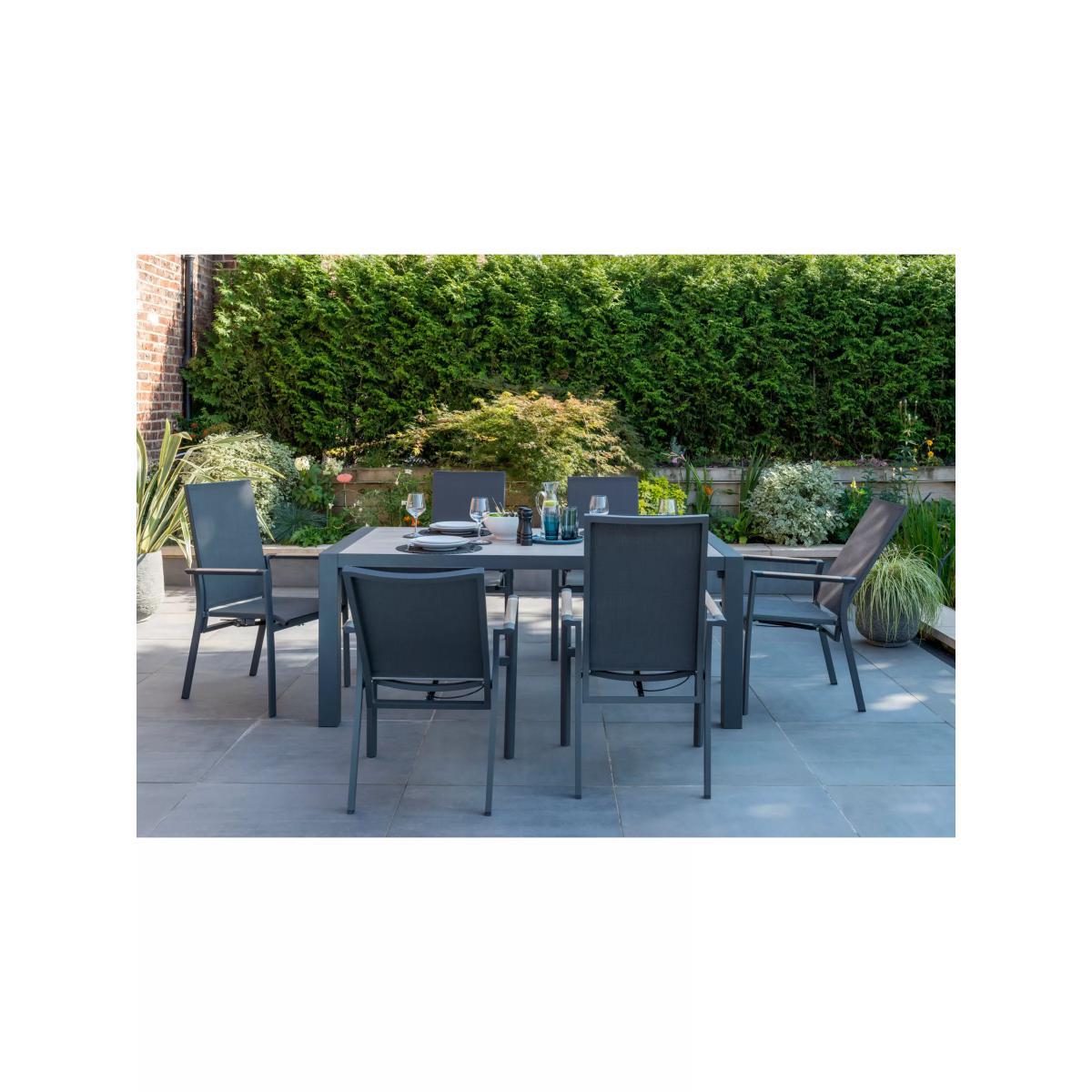 KETTLER Surf Active 6-Seater Garden Dining Table & Reclining Chairs Set, Grey – image 5