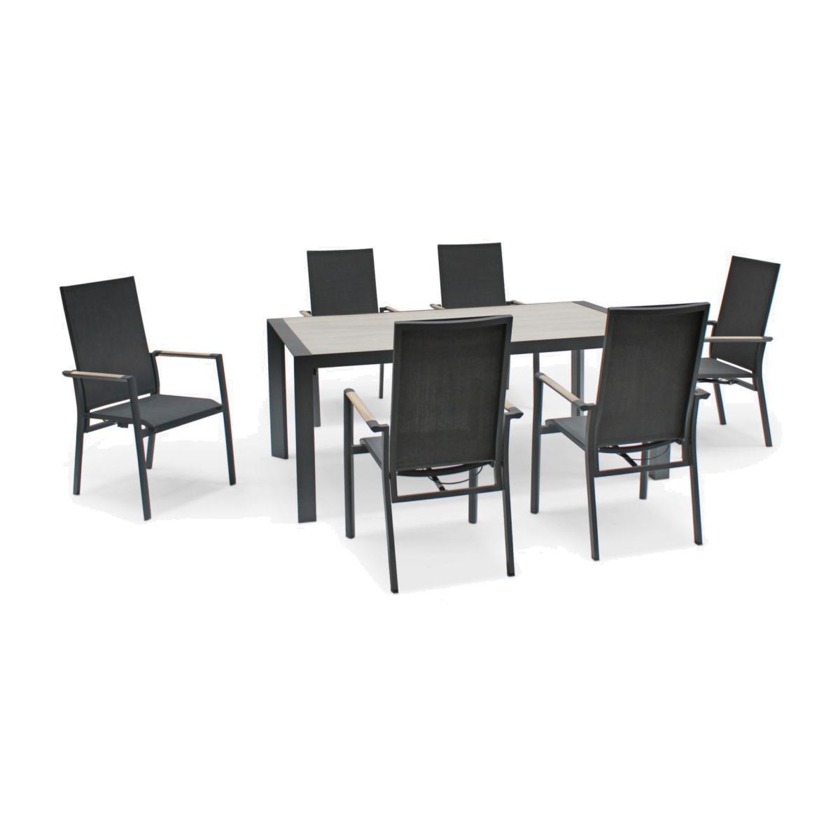 KETTLER Surf Active 6-Seater Garden Dining Table & Reclining Chairs Set, Grey – image 1