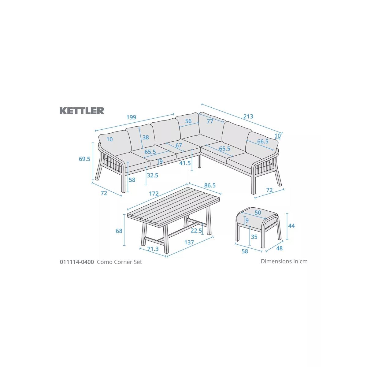 KETTLER Como 6-Seater Corner Garden Lounge & Casual Dining Set, Pebble – image 7