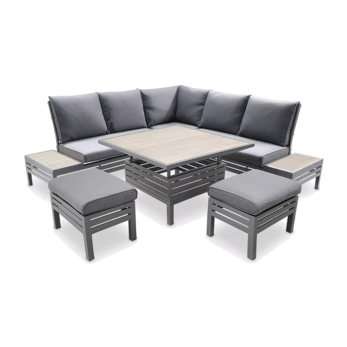 LG Outdoor Monza 7-Seater Modular Garden Dining Set with Adjustable Height Table, Grey – image 1