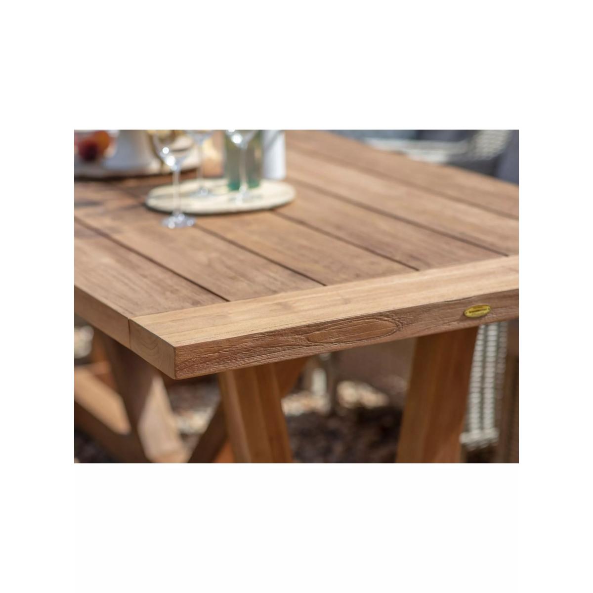 Bramblecrest Kuta Chedworth 6-Seater Rectangular Teak Wood Garden Dining Table & Rattan Chairs Set, Sandstone – image 3