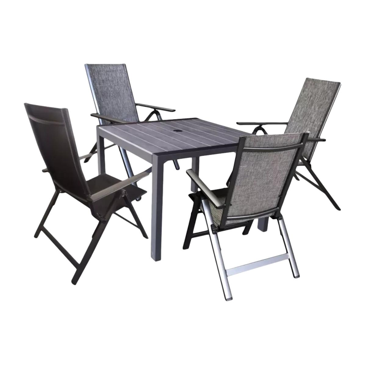 Suntime Adrano 4-Seater Square Garden Dining Table & Chairs, Grey