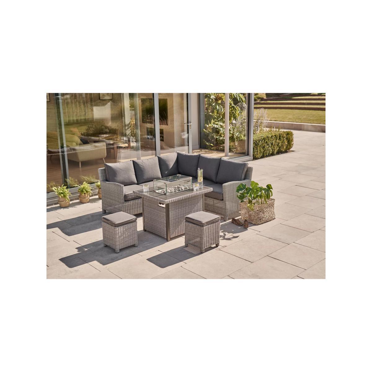 KETTLER Palma 7-Seat Mini Corner Garden Casual Dining Table & Chairs Set with Firepit – image 2