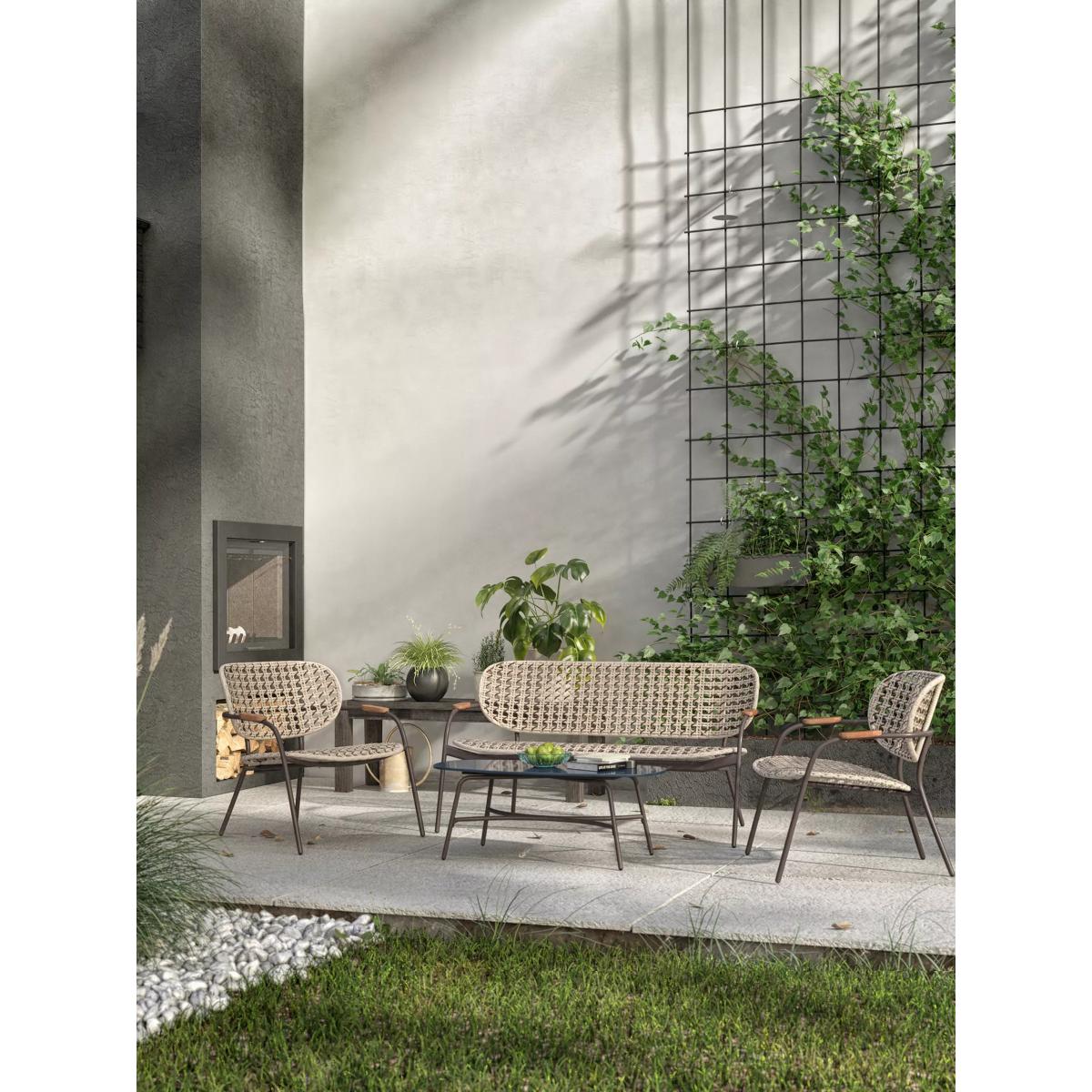 John Lewis & Partners Open Weave 4-Seater Garden Table & Chairs Lounge Set, Natural – image 2
