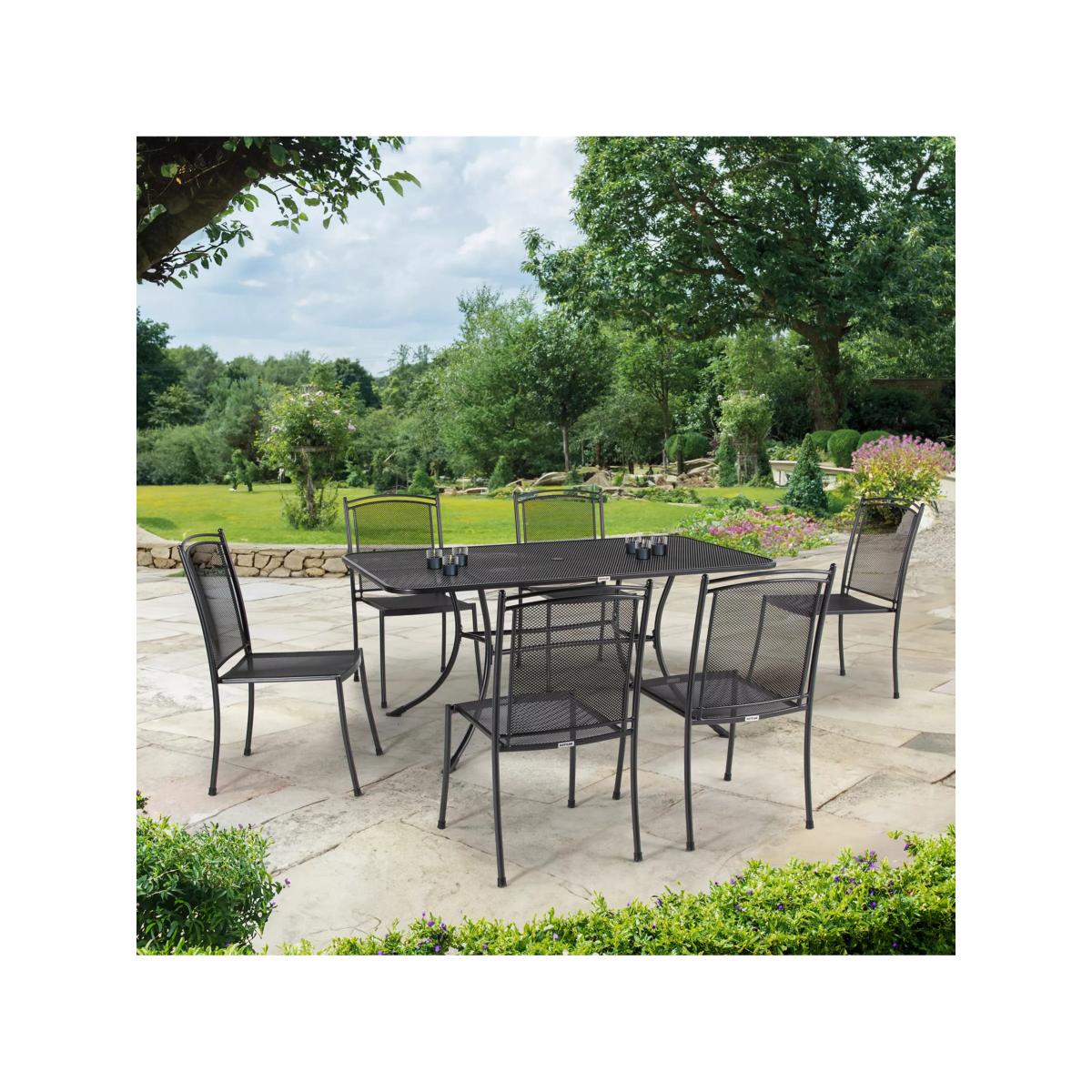 John Lewis Henley by KETTLER 6-Seater Rectangular Garden Dining Table & Straight Sided Chairs Set, Iron Grey – image 2