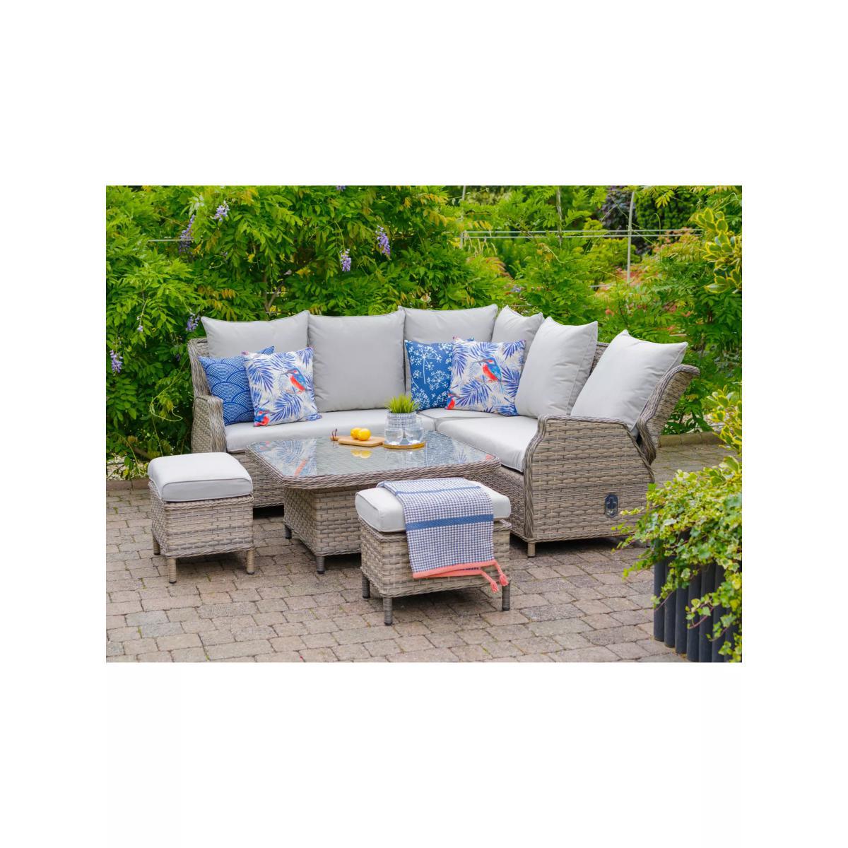 LG Outdoor Lyon Compact 7-Seater Garden Dining Table & Corner Sofa Set, Natural – image 2