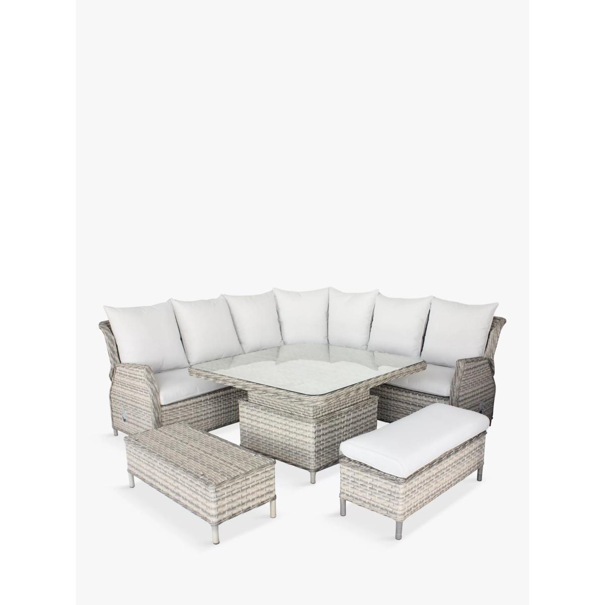 LG Outdoor Lyon Compact 7-Seater Garden Dining Table & Corner Sofa Set, Natural – image 3