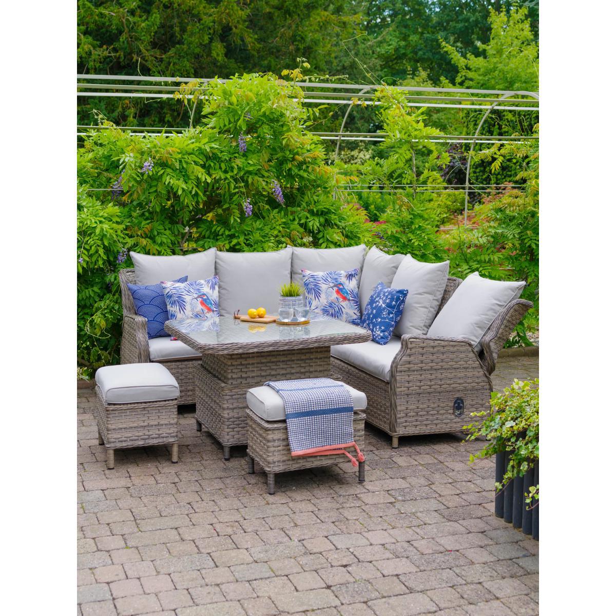LG Outdoor Lyon Compact 7-Seater Garden Dining Table & Corner Sofa Set, Natural – image 5