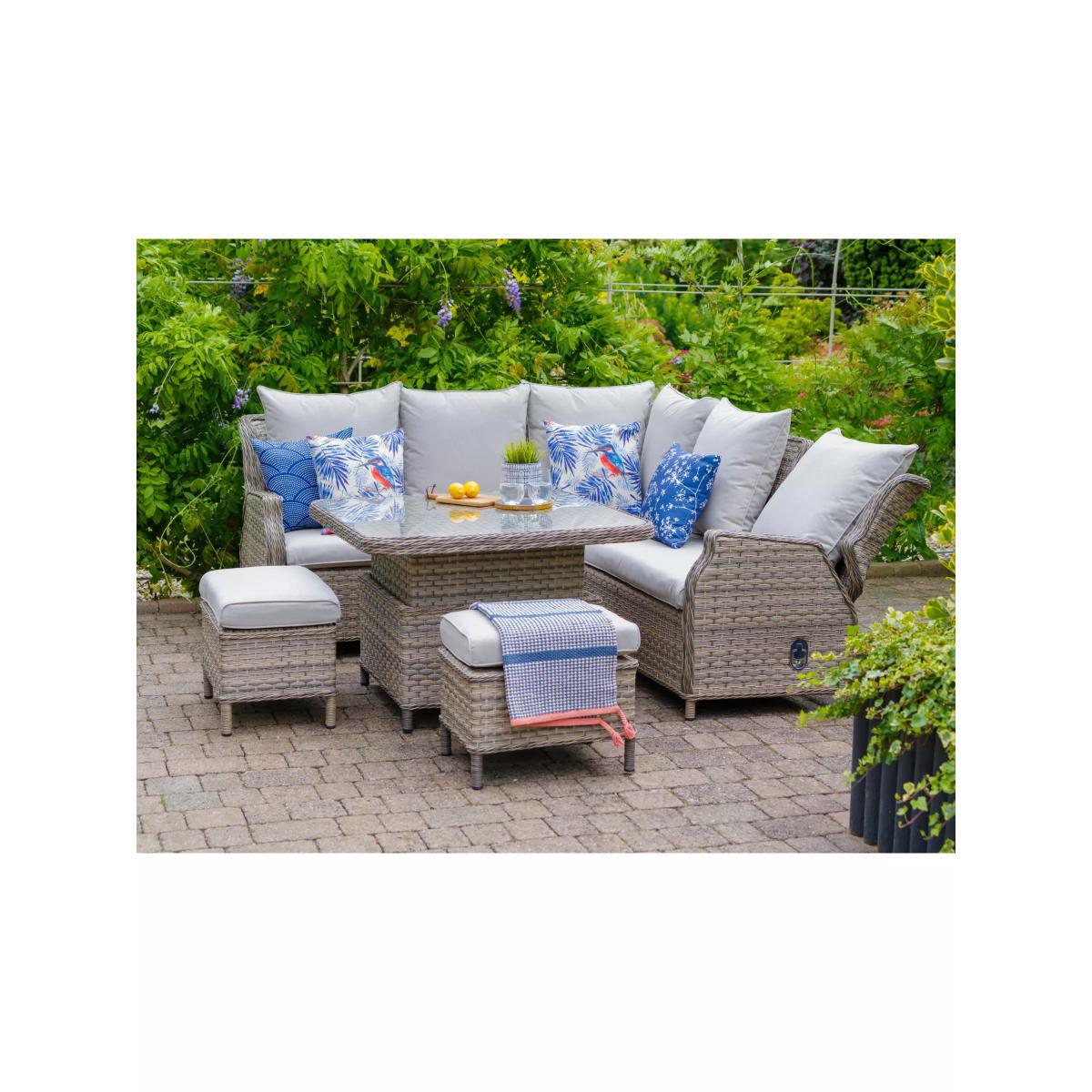 LG Outdoor Lyon Compact 7-Seater Garden Dining Table & Corner Sofa Set, Natural – image 6