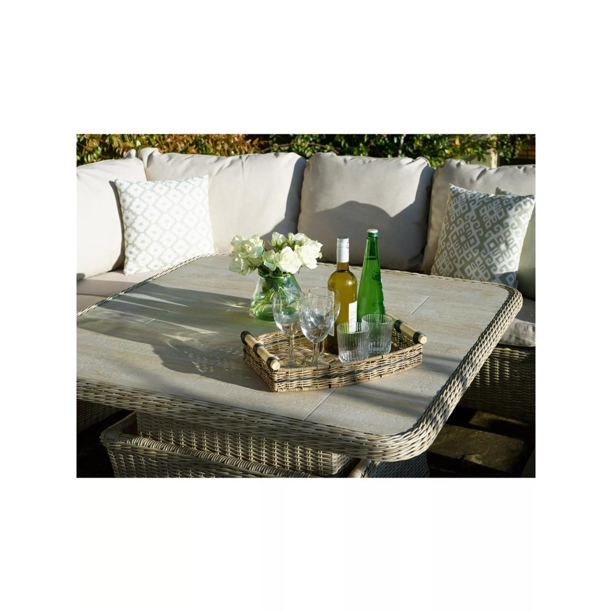 Bramblecrest Monterey 8-Seater Corner Garden Casual Dining Set with Height Adjustable Square Table, Sandstone – image 5