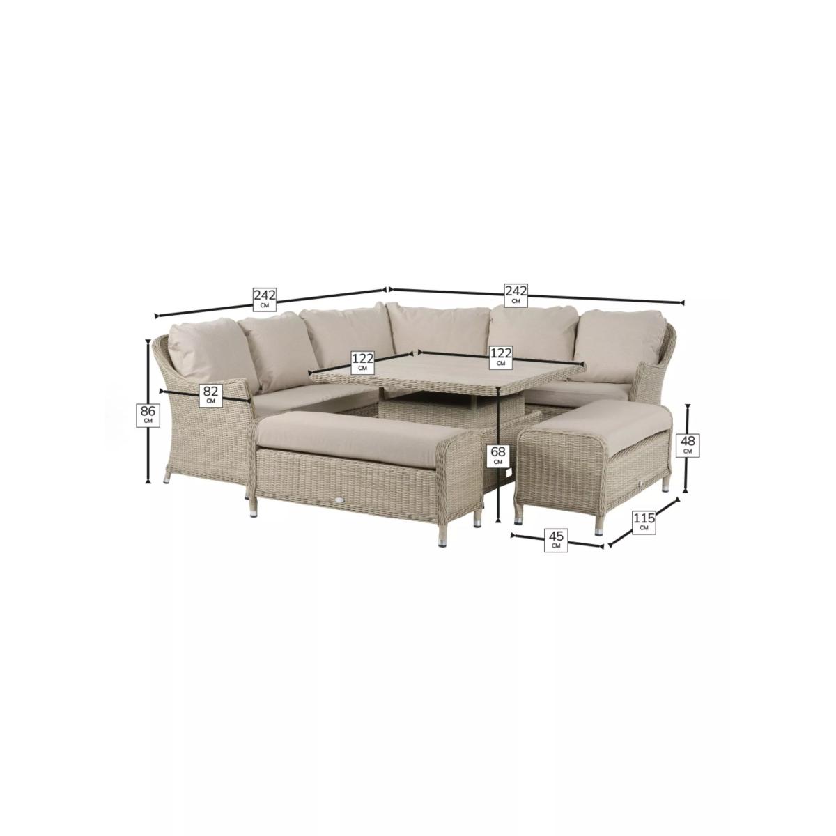 Bramblecrest Monterey 8-Seater Corner Garden Casual Dining Set with Height Adjustable Square Table, Sandstone – image 6