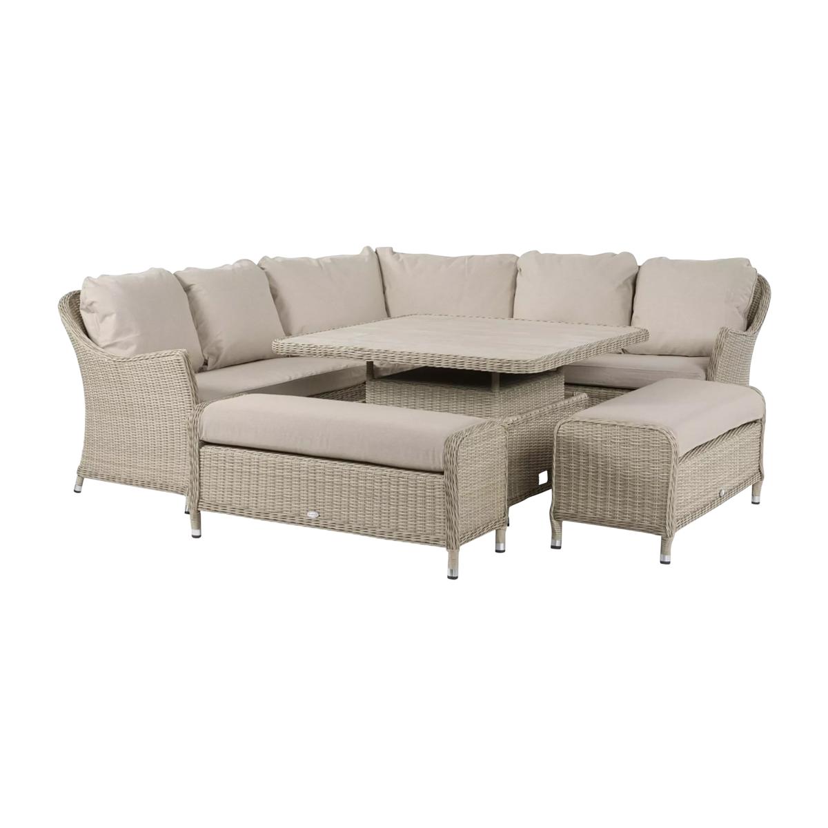 Bramblecrest Monterey 8-Seater Corner Garden Casual Dining Set with Height Adjustable Square Table, Sandstone – image 1