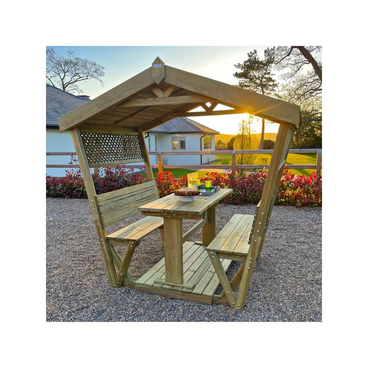 Zest Stirling 4-Seater Garden Dining Table & Chairs Arbour, Natural – image 2