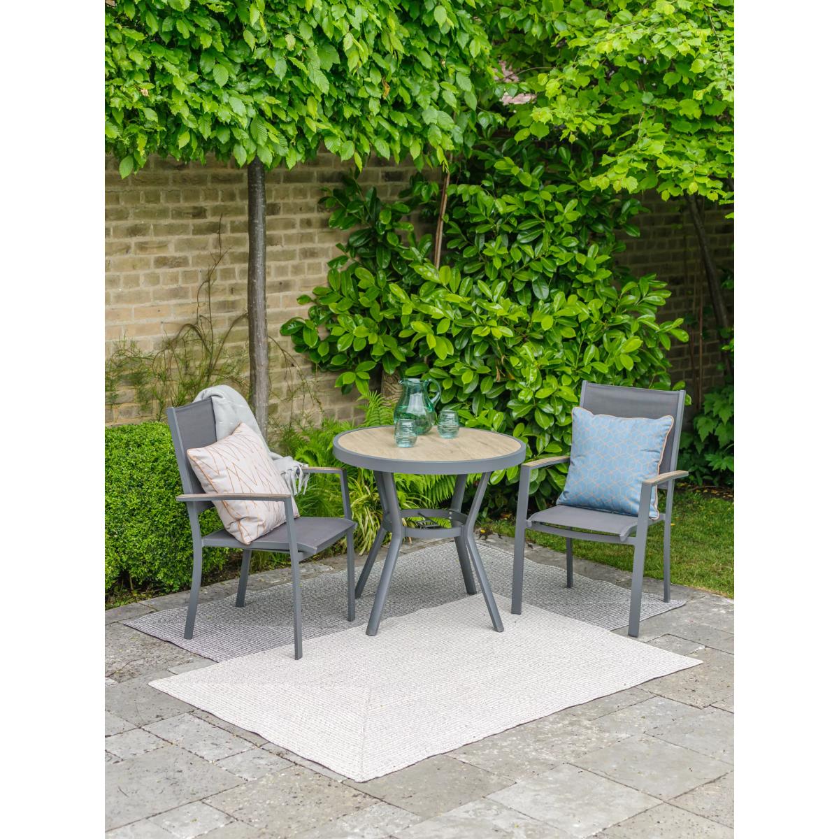 LG Outdoor Monza 2-Seater Garden Bistro Table & Chairs Set, Grey – image 2