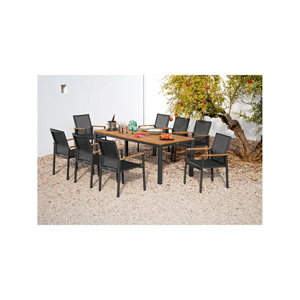 Barlow Tyrie Aura 8-Seater Teak Wood Garden Dining Table & Chairs Set, Charcoal/Natural – image 2