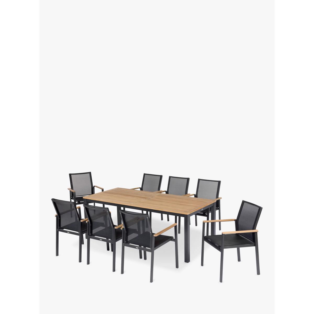 Barlow Tyrie Aura 8-Seater Teak Wood Garden Dining Table & Chairs Set, Charcoal/Natural – image 3