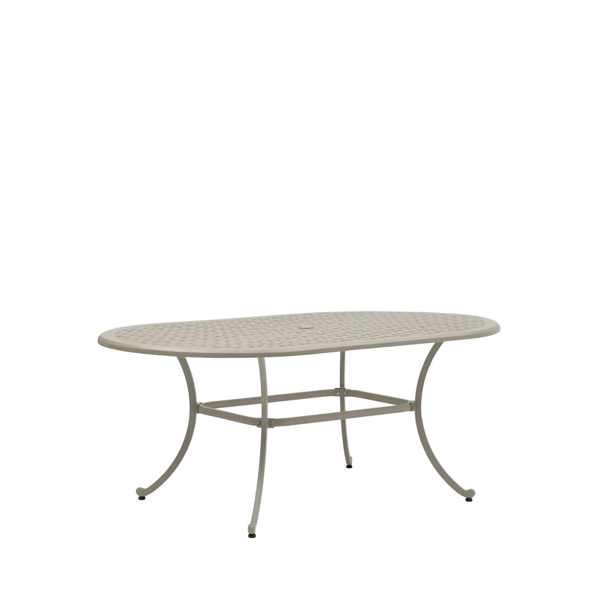 Bramblecrest Bridgewater 6-Seater Oval Garden Dining Table & Chairs Set with Parasol, Stone – image 4
