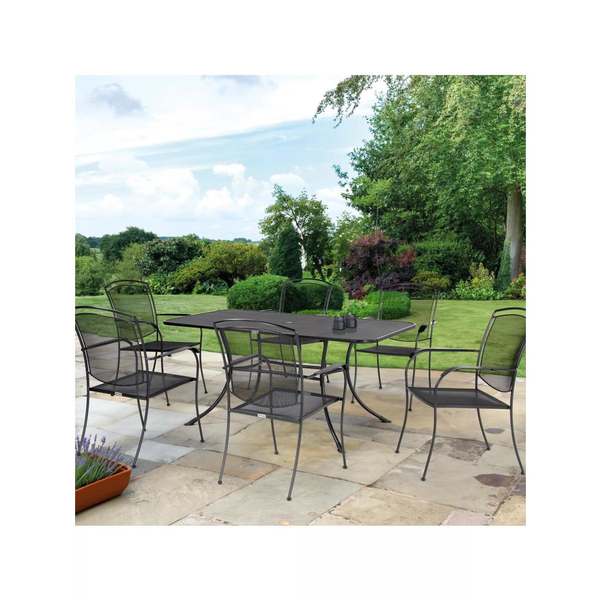 John Lewis Henley by KETTLER 6 Seater Rectangular Garden Dining Table & Armchairs Set, Iron Grey – image 2