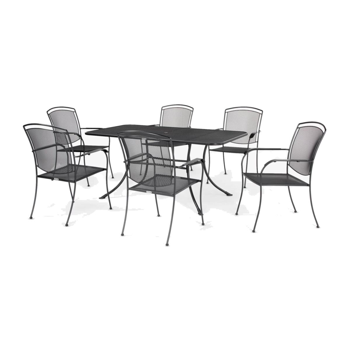 John Lewis Henley by KETTLER 6 Seater Rectangular Garden Dining Table & Armchairs Set, Iron Grey – image 1
