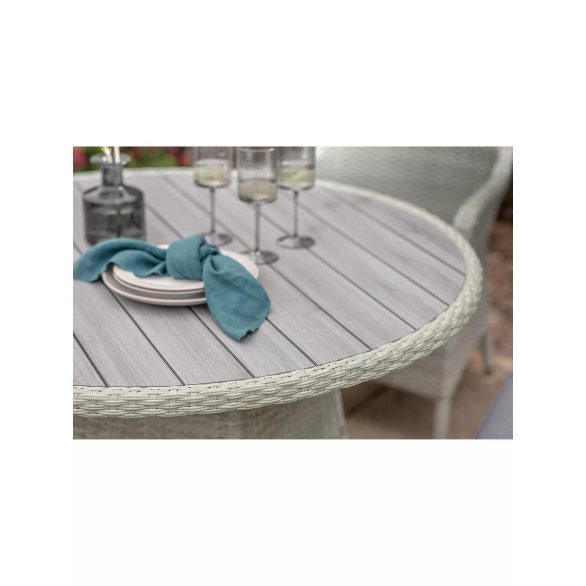 Bramblecrest Tetbury 4-Seater Round Garden Dining Table & Chairs Set with Parasol, Cloud – image 3