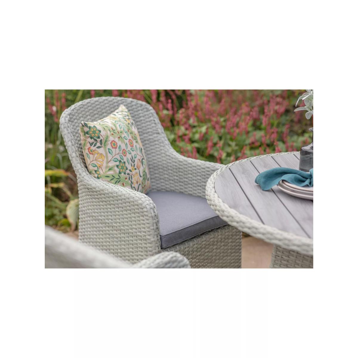 Bramblecrest Tetbury 4-Seater Round Garden Dining Table & Chairs Set with Parasol, Cloud – image 4