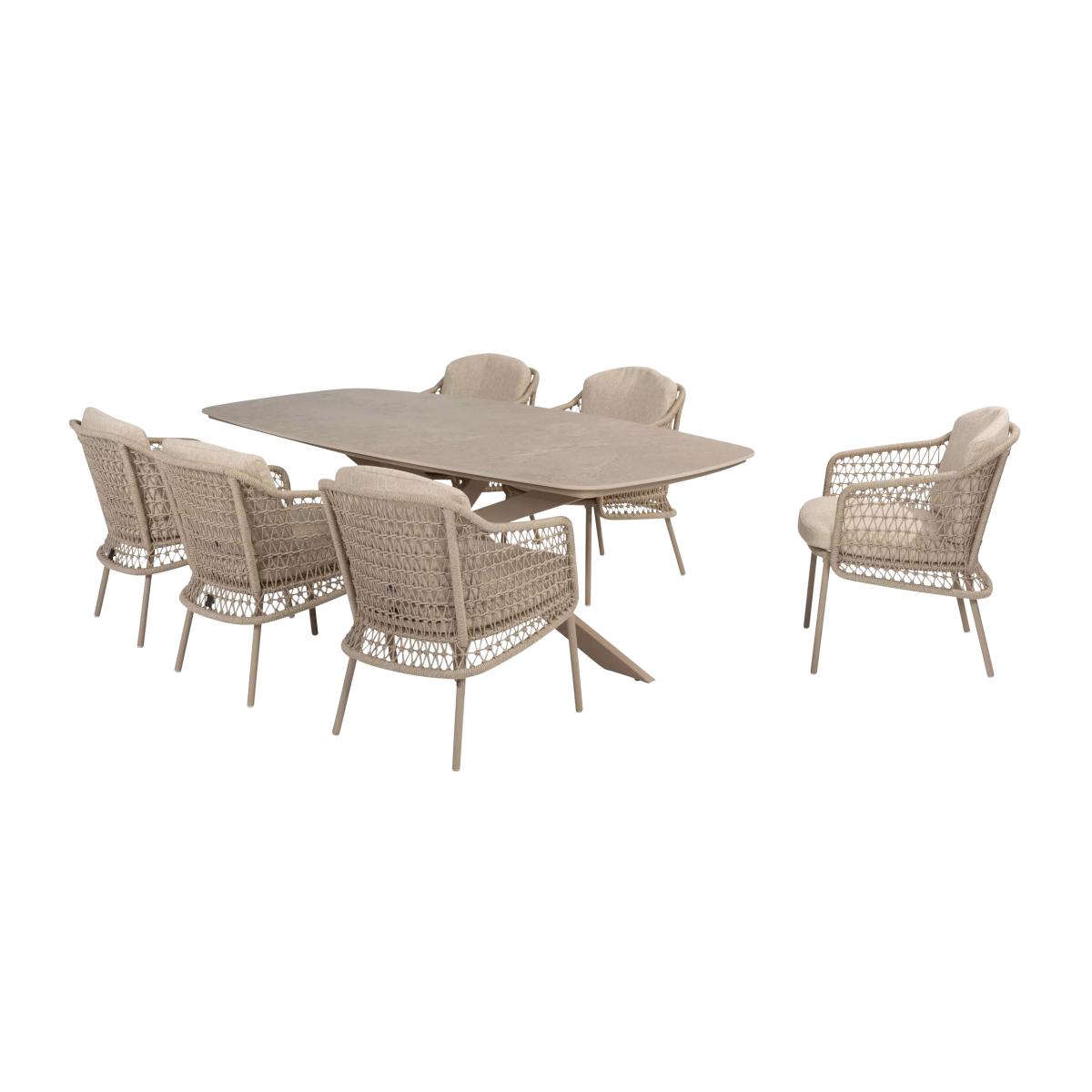 4 Seasons Outdoor Puccini & Prado 6-Seater Garden Dining Set, Latte – image 1