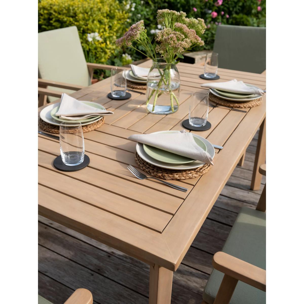 KETTLER RHS Hampton 6-Seater Garden Dining Table & Chairs, FSC-Certified (Acacia Wood), Natural/Sage – image 5