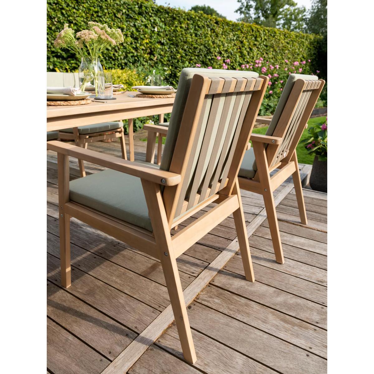 KETTLER RHS Hampton 6-Seater Garden Dining Table & Chairs, FSC-Certified (Acacia Wood), Natural/Sage – image 6