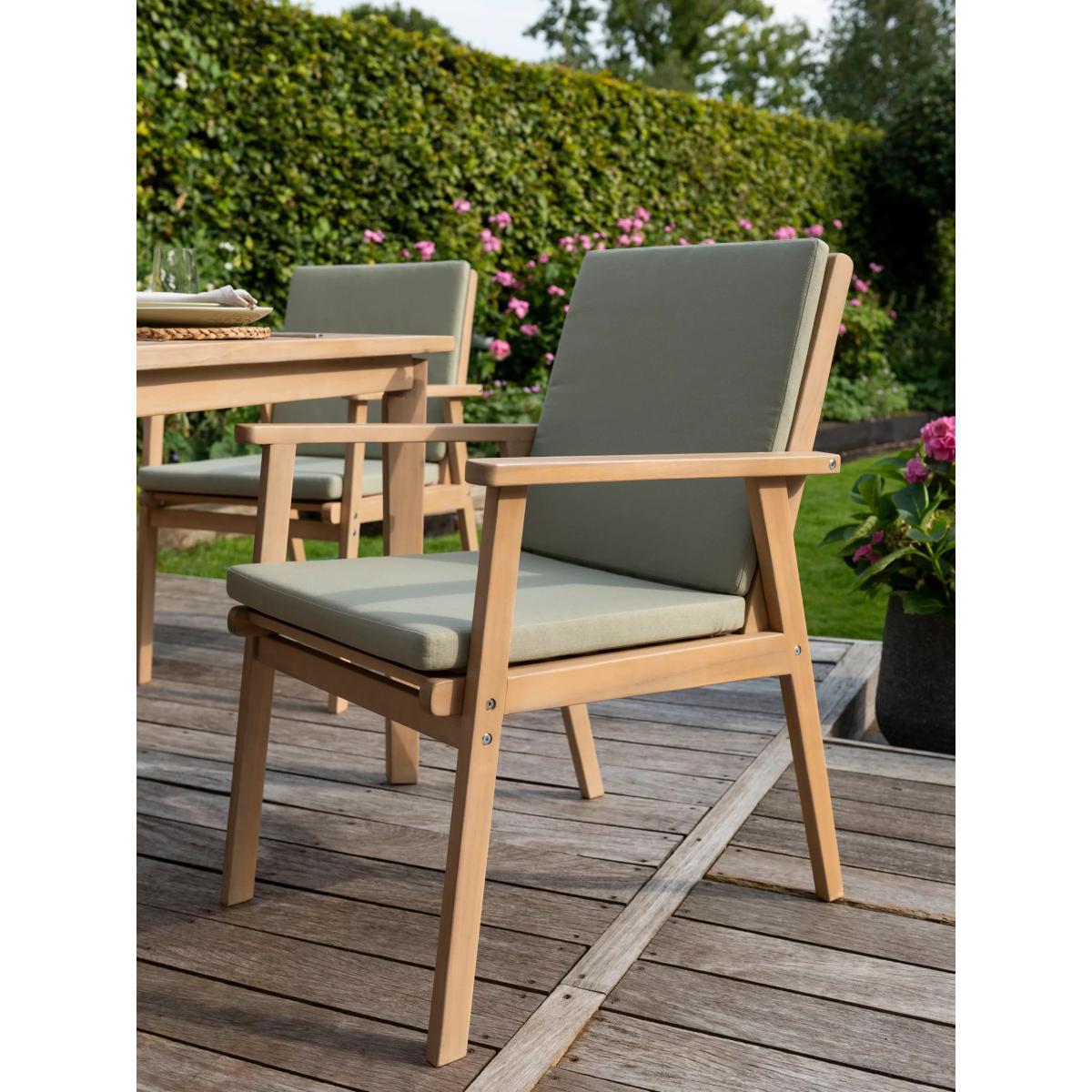 KETTLER RHS Hampton 6-Seater Garden Dining Table & Chairs, FSC-Certified (Acacia Wood), Natural/Sage – image 7