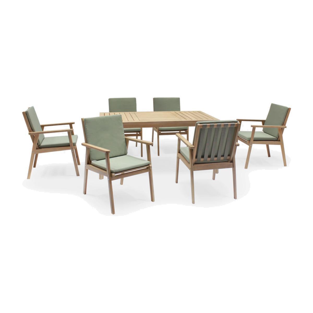 KETTLER RHS Hampton 6-Seater Garden Dining Table & Chairs, FSC-Certified (Acacia Wood), Natural/Sage – image 1
