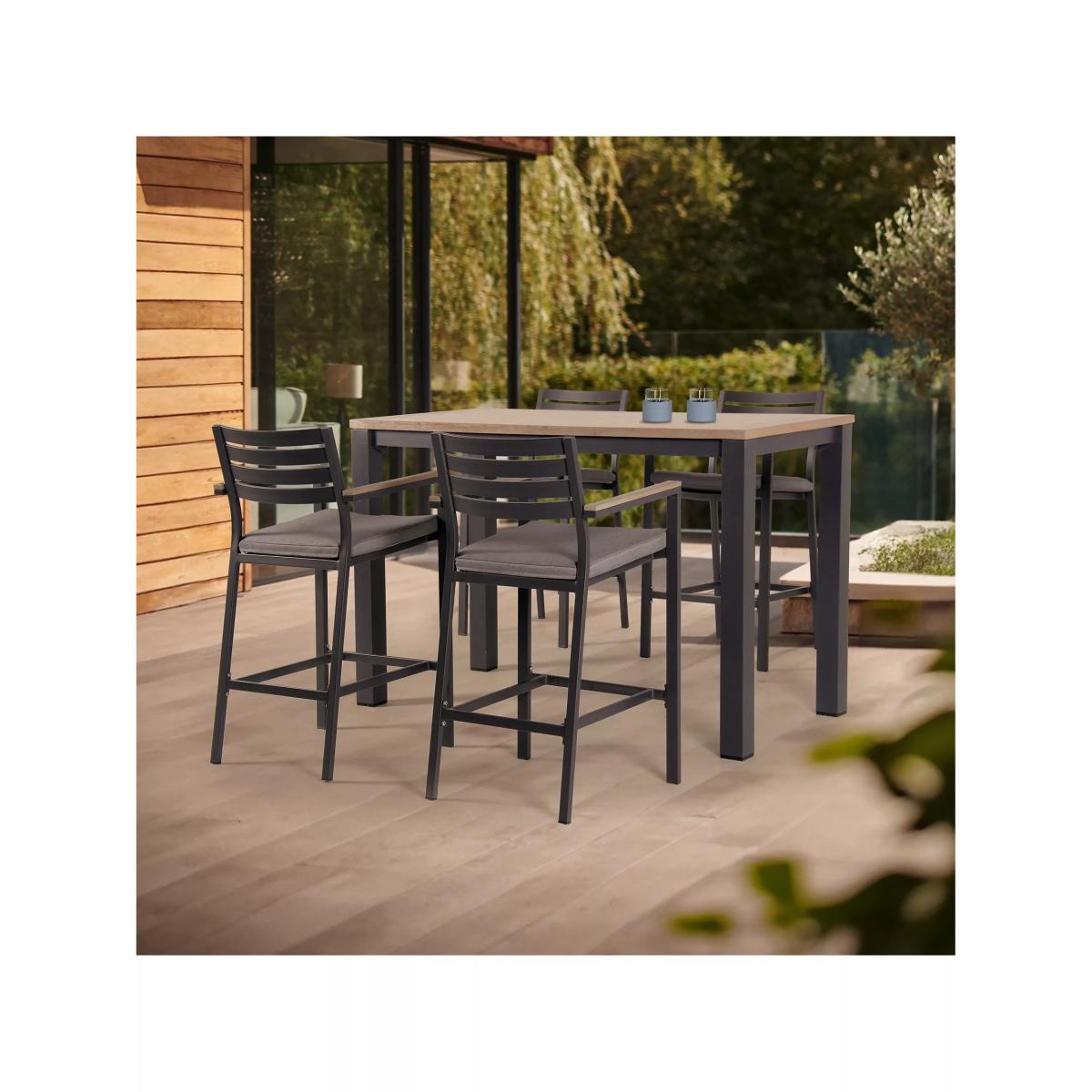 KETTLER Elba 4-Seater Garden High Dining Set, FSC-Certified (Teak Wood), Grey/Natural – image 2