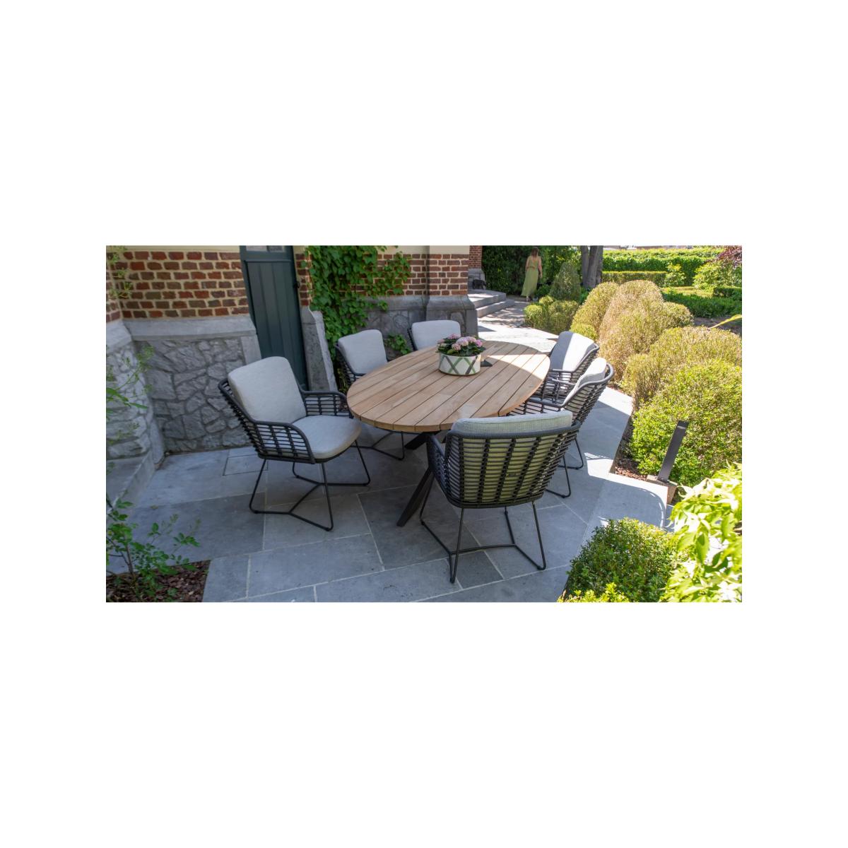 4 Seasons Outdoor Fabrice & Prado Ellipse 6-Seater Garden Dining Set, FSC-Certified (Teak Wood), Anthracite/Natural – image 5